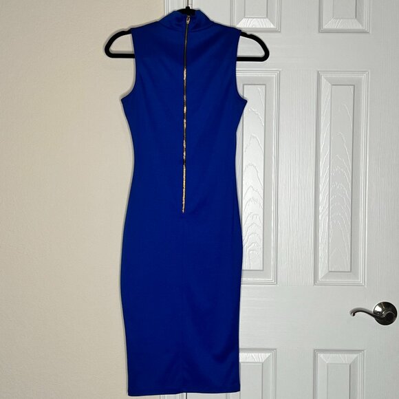Women's Mock Neck Midi Fitted Dress in Royal Blue - US Small - Picture 3 of 5